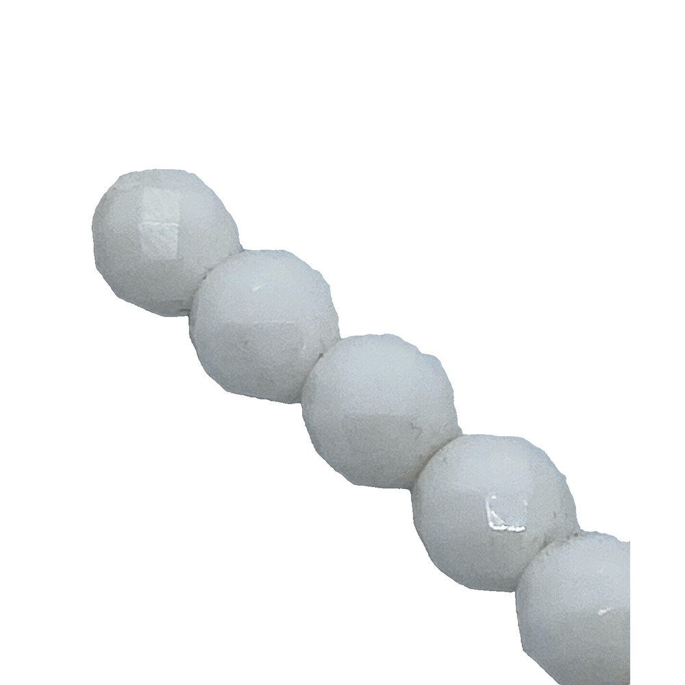 18 White Opaque Faceted Jewelry Making Beads Darice Czech Fire Polished Glossy - Picture 8 of 8